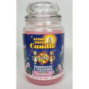 Vtg Unburned Stink Free Candle Deodorizer Freshener Sweet Pea 24oz‎ 165hr 2004